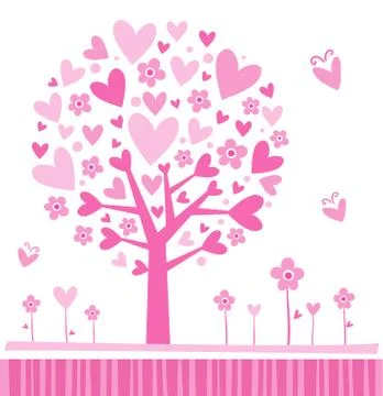 Tree made of hearts. Stock Illustration