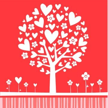 Tree made of hearts. Stock Illustration
