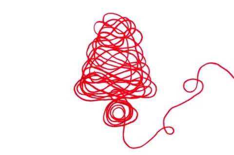 A tree made of red thread on white background Stock Photos