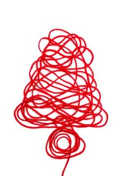 A tree made of red thread on white background Foto stock