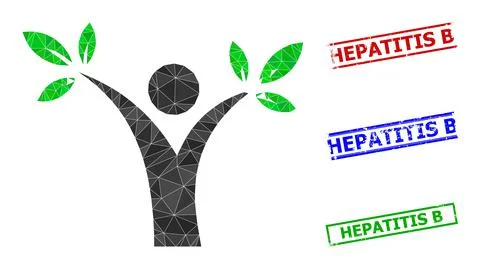Tree Man Triangle Icon and Scratched Hepatitis B Simple Stamps イラスト素材