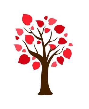 Tree with many hearts -Love Tree Illustration Illustrazione stock