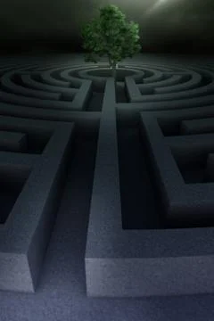Tree into the maze Stock Illustration