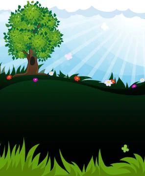 Tree in meadow Stock Illustration