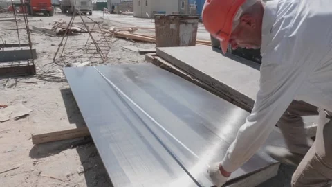 The tree measures and makes notes on the material 10.06.2020 Stock Footage 132492490