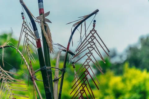 Tree mentioned (Vietnamese name is Cay Neu) - symbol of ethnic minority spiri Stock Photos