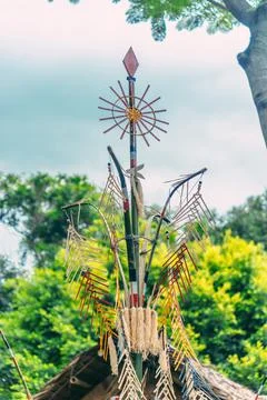 Tree mentioned (Vietnamese name is Cay Neu) - symbol of ethnic minority spiri Stock Photos