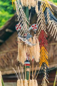 Tree mentioned (Vietnamese name is Cay Neu) - symbol of ethnic minority spiri Stock Photos