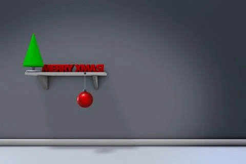 Tree model and christmas ball on shelf - 3d rendering Stock Illustration