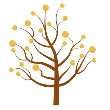 Tree with money. Coins. Flat design, isolated white background. Vector illu.. Stock Illustration