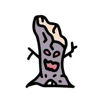 Tree monster color vector doodle simple icon 스톡 일러스트