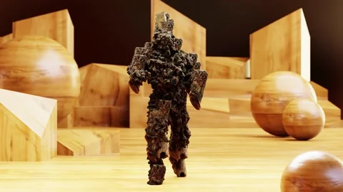 Tree Monster Dancing clip isolated. Wooden character, shuffling dance Stock Footage 194140235