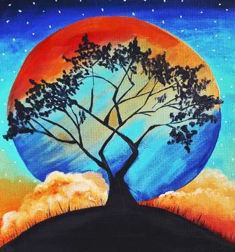 Tree in moon Stock Illustration