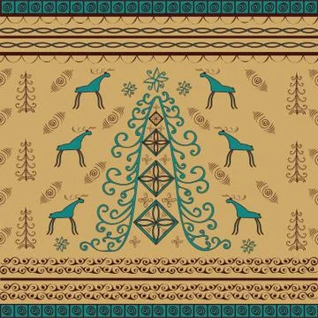 Tree moose natural ethnic background Illustrazione stock