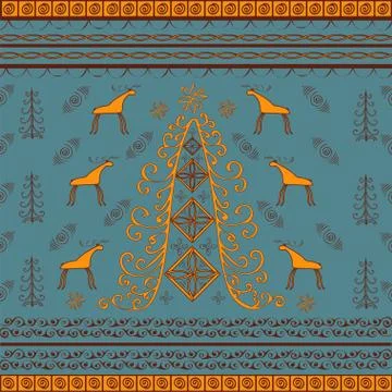 Tree moose natural ethnic background Illustrazione stock