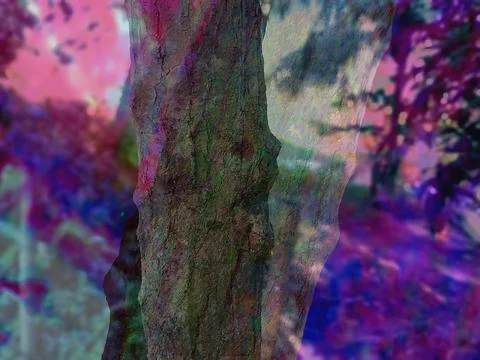 Tree with moss in a forest Stock Illustration