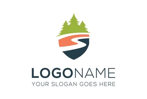 Tree Mountain Badge Logo Design. Nice for outdoor enthusiasts, for t-shirt, mug  Illustrazione stock