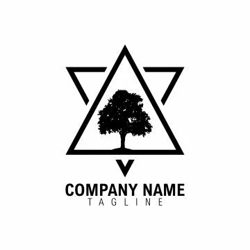 Tree Mountain Triangle Letter V and A Logo Symbol Vector Stock Illustration