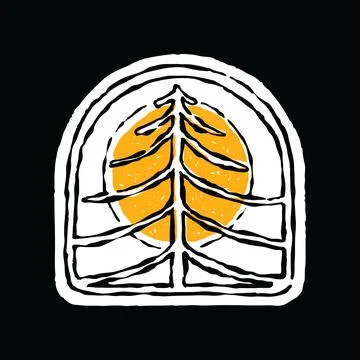 Tree nature badge patch pin graphic illustration vector art t-shirt design Stock-Illustration