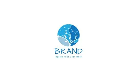 Tree Nature branch Blue vector logo design Stock Illustration
