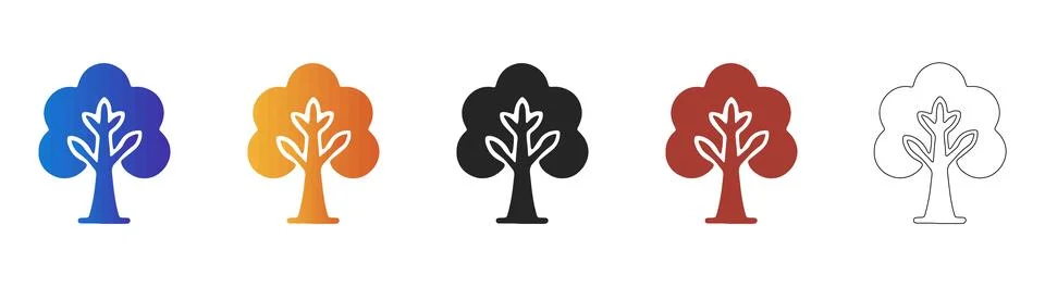 Tree nature forest environment icon set Illustrazione stock