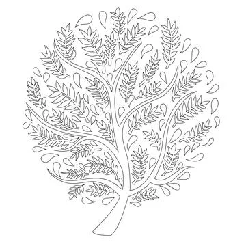 Tree no Color isolated on White Background Stock Illustration