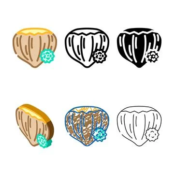 Tree nuts allergen free series product food color icon vector Stock Illustration