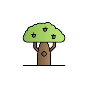Tree, oak color gradient vector icon Stock Illustration