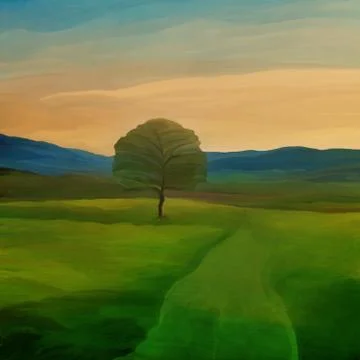 Tree oil paint Stock Illustration