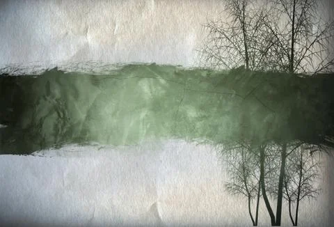 Tree with old grunge antique paper texture Stock Illustration