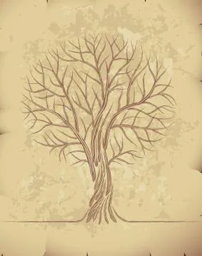 Tree on old paper Stock Illustration