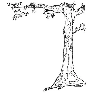 Tree with one branch. Vector illustration. Stock Illustration
