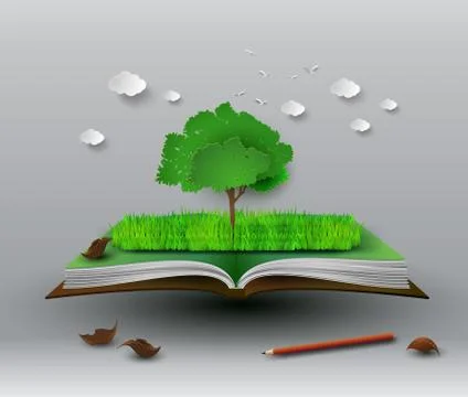 Tree on open book. Stock Illustration