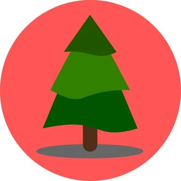 Tree or Christmas Tree or Christmas Logo or Greeting Card Flat Stock Illustration