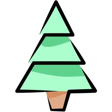 Tree or Christmas Tree or Christmas Logo or Greeting Card Flat Stock Illustration