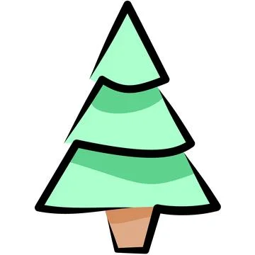 Tree or Christmas Tree or Christmas Logo or Greeting Card Flat Stock Illustration