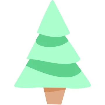 Tree or Christmas Tree or Christmas Logo or Greeting Card Flat Stock Illustration
