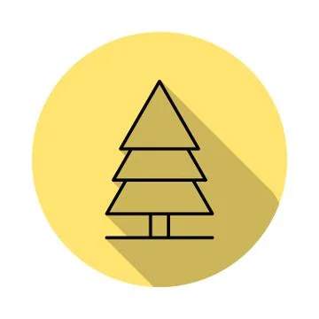 Tree outline icon in long shadow style Stock Illustration