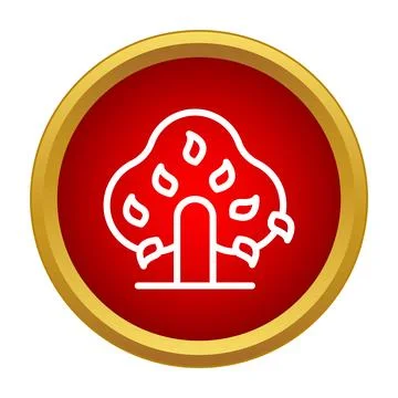 Tree outline icon on red round button イラスト素材