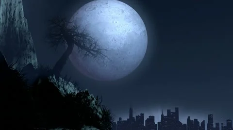 Tree over moonlight Stock Footage 10773067