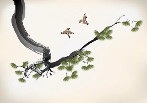 Tree painting Stock Illustration