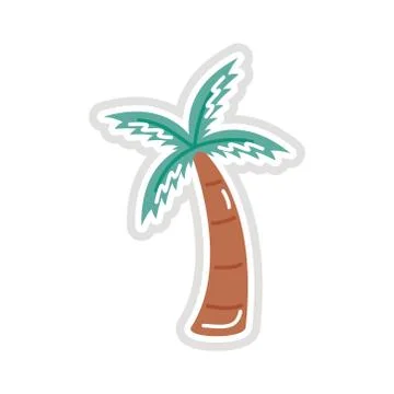 Tree palm sticker flat style icon Ilustración de archivo