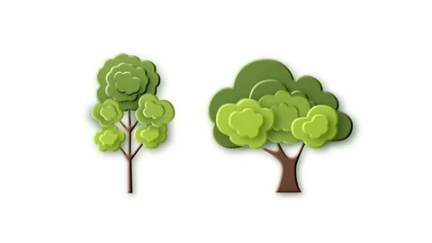 Tree paper cut nature forest with origami paper cut abstract white background Stock Footage 130944484