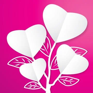 Tree of paper heart Stock Illustration