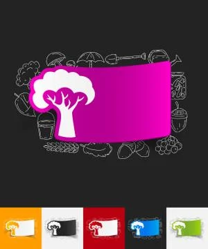Tree paper sticker with hand drawn elements 스톡 일러스트