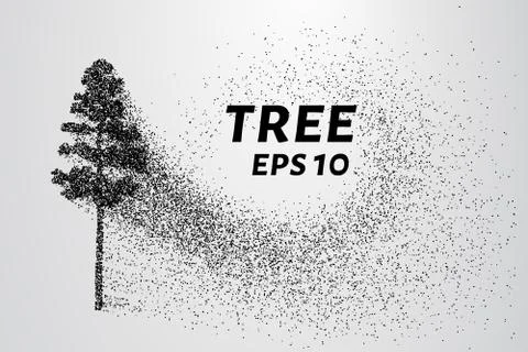 The tree of particles. The tree consists of small circles and dots. Stock Illustration