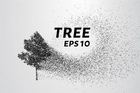 The tree of particles. The tree consists of small circles and dots. Stock Illustration
