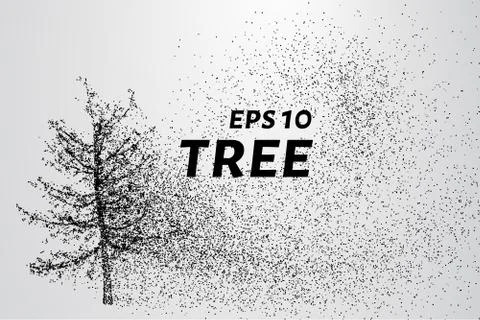 The tree of particles. The tree consists of small circles and dots. Stock Illustration
