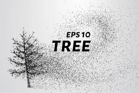 The tree of particles. The tree consists of small circles and dots. Illustrazione stock
