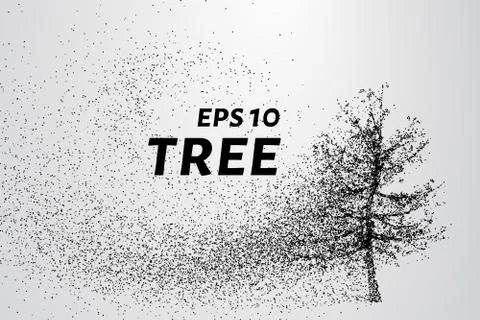 The tree of particles. The tree consists of small circles and dots. Stock Illustration